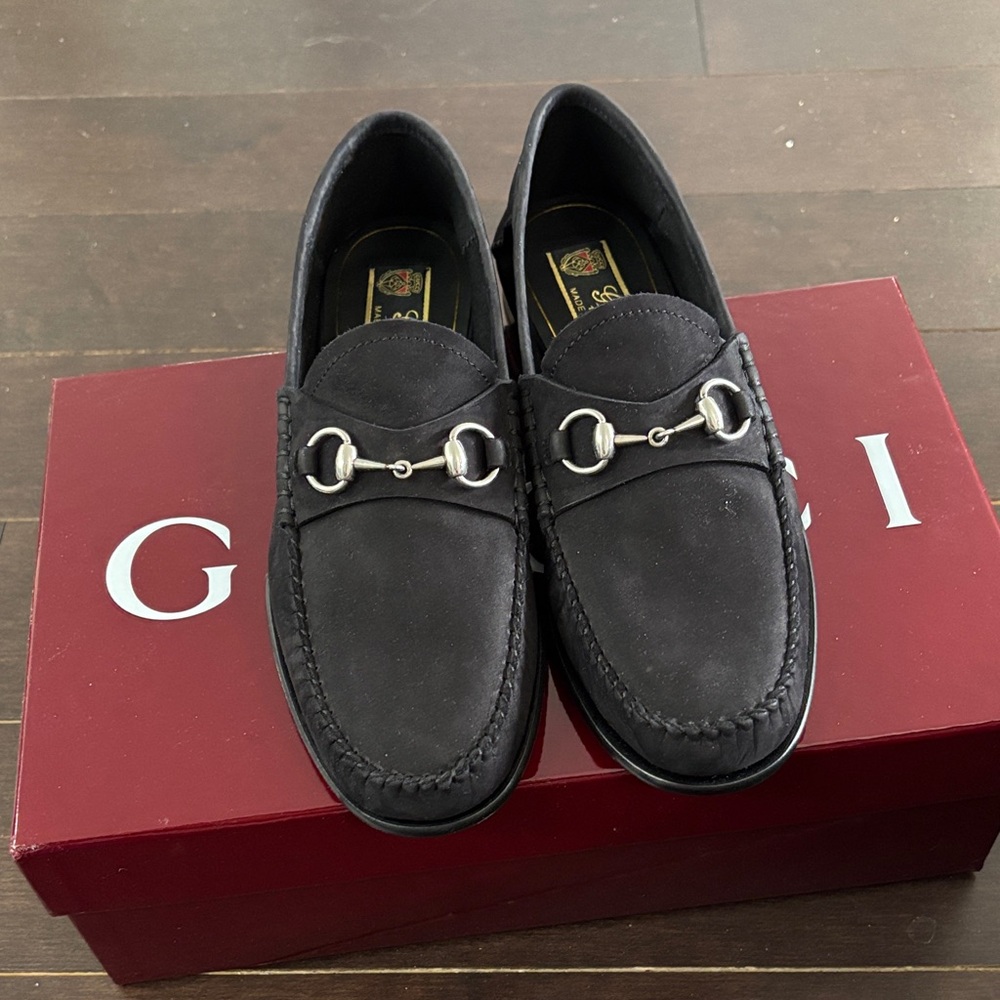 Gucci Women’s Black Suede Horsebit Slip-On Loafers - Picture 9 of 12